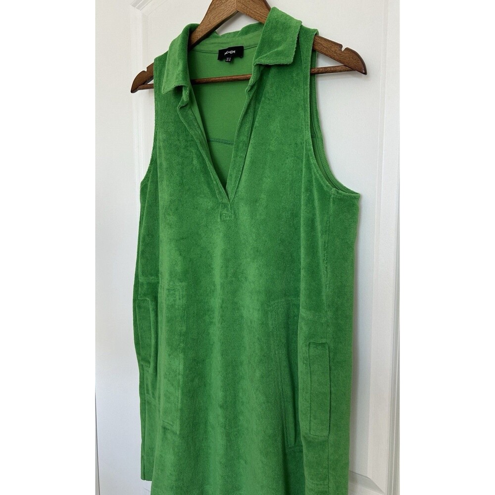 ME+EM Womens Dress US 10 Medium Kelly Green Pockets Terry Coverup Beach Cruise - Picture 2 of 11